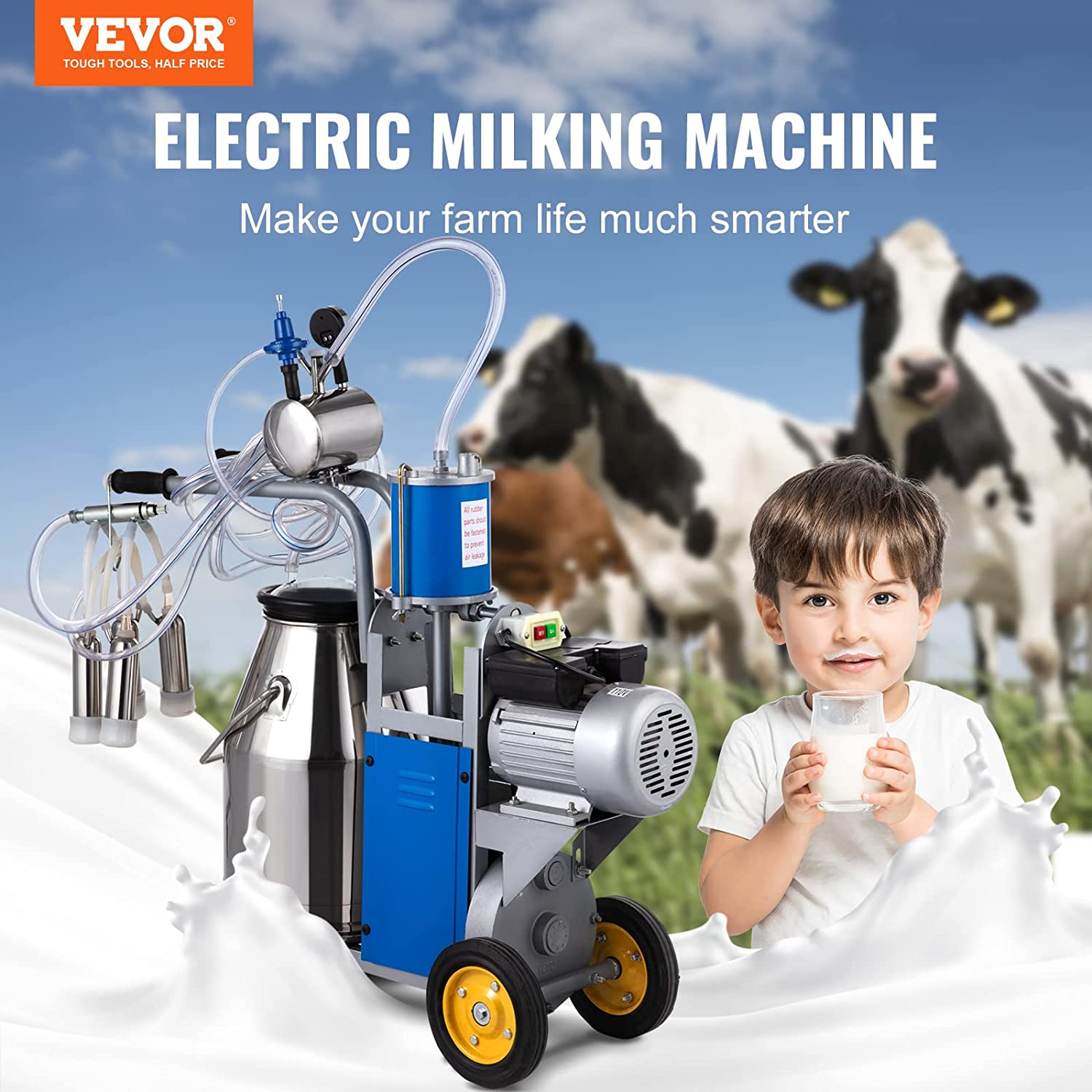 25L Electric Cow Milking Machine I 1440 RPM I 10-12 Cows Per Hour