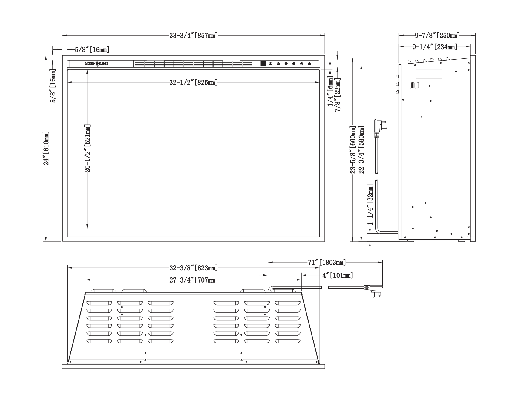 Modern Flames 36" REDSTONE TRADITIONAL ELECTRIC FIREPLACE RS-3626