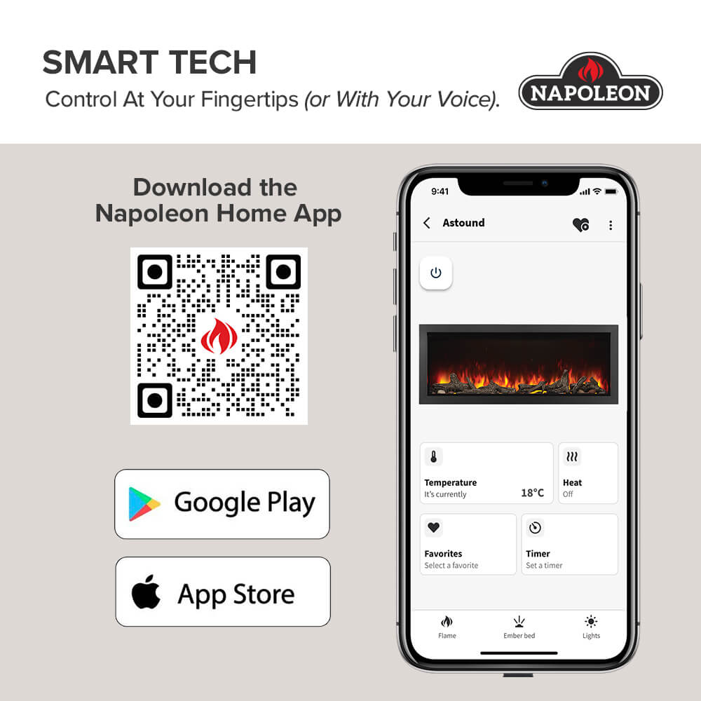 Napoleon Astound 50-inch Wall Mounted Electric Fireplace NEFL50AB