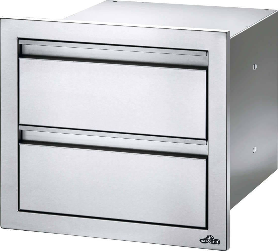 Napoleon Built-In Components 18" X 16" Stainless Steel Double Drawer BI-1816-2DR