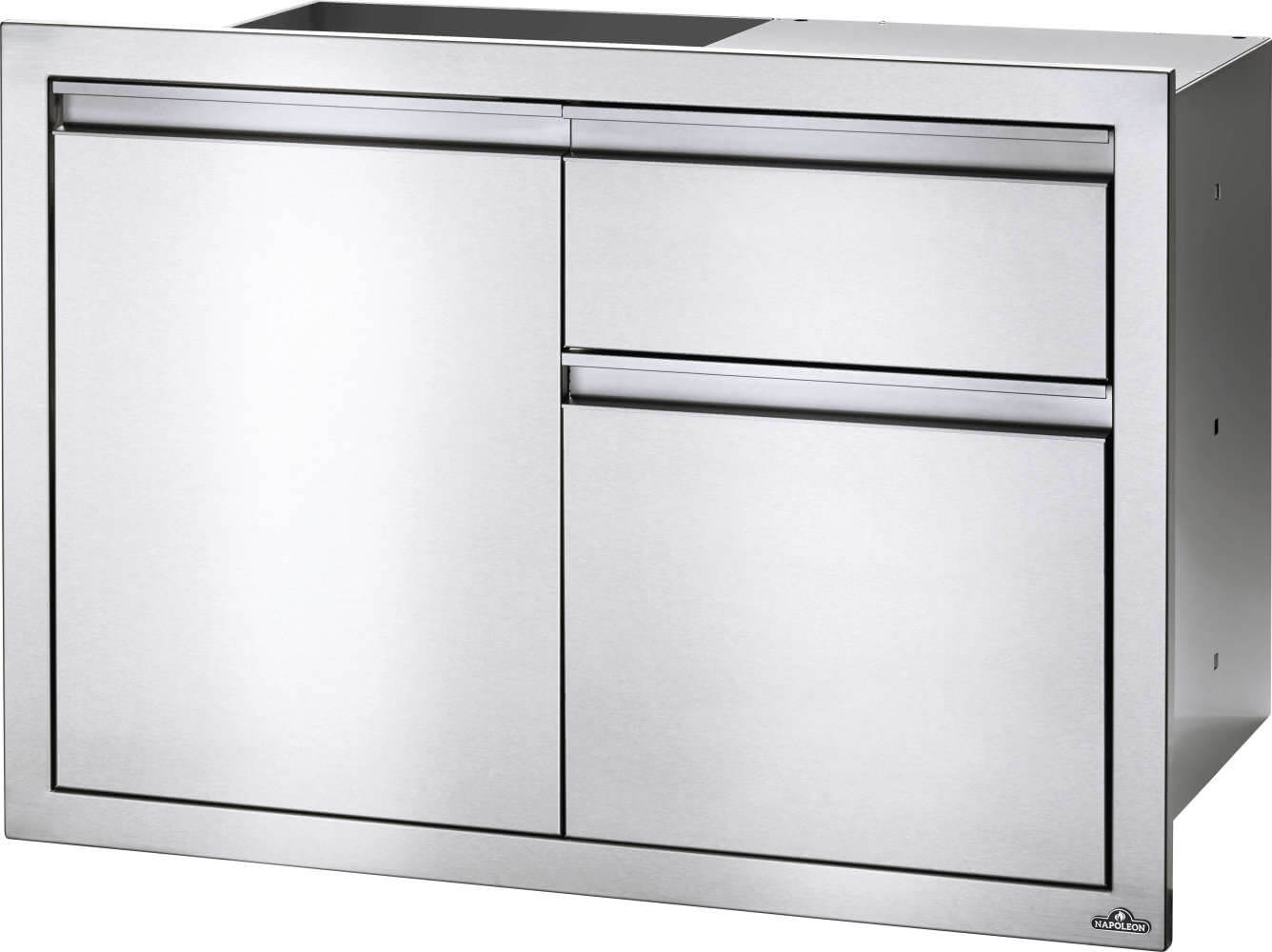 Napoleon Built-In Components 36" X 24" Stainless Steel Single Door and Waste Bin/Drawer BI-3624-1D1W