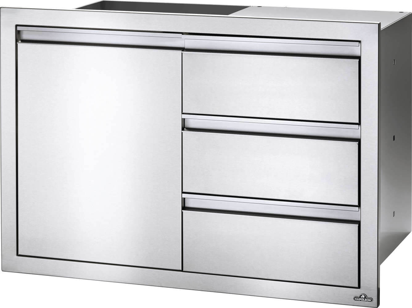 Napoleon Built-In Components 36" X 24" Stainless Steel Single Door & Triple Drawer BI-3624-1D3DR