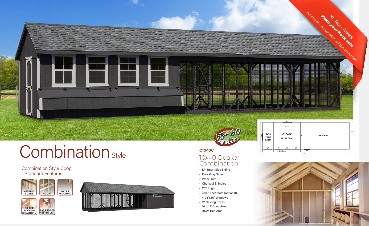 Hen House Chicken Coop Combination Quaker Q1040C