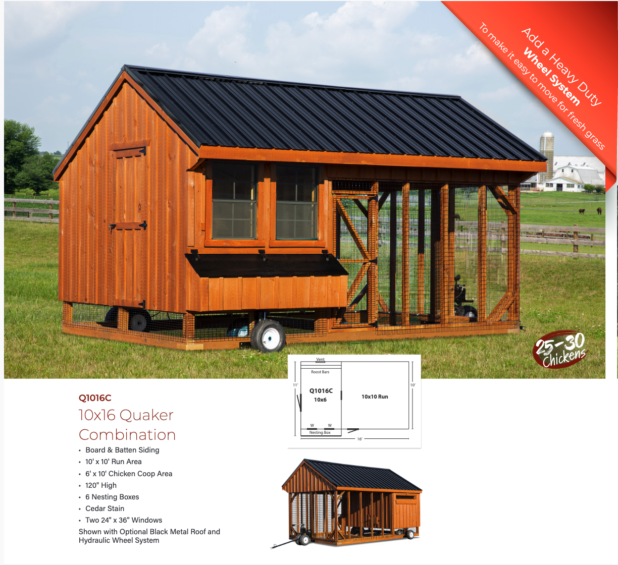Hen House Chicken Coop Combination Quaker Q1016C