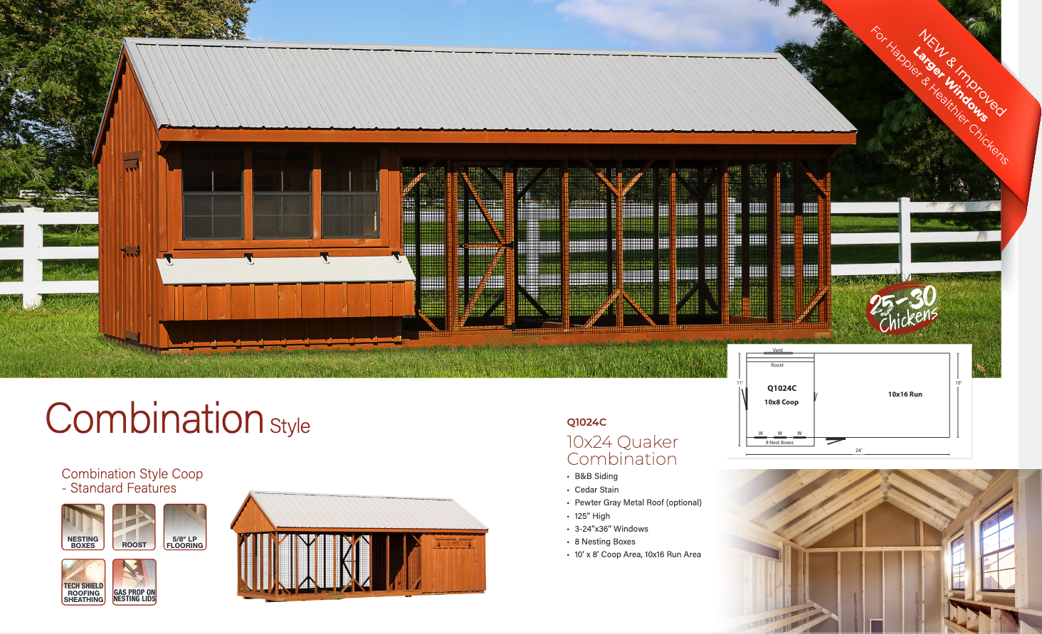 Hen House Chicken Coop Combination Quaker Q1024C