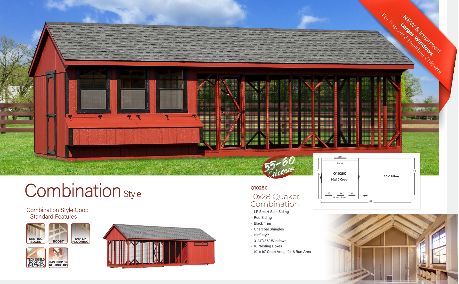 Hen House Chicken Coop Combination Quaker Q1028C