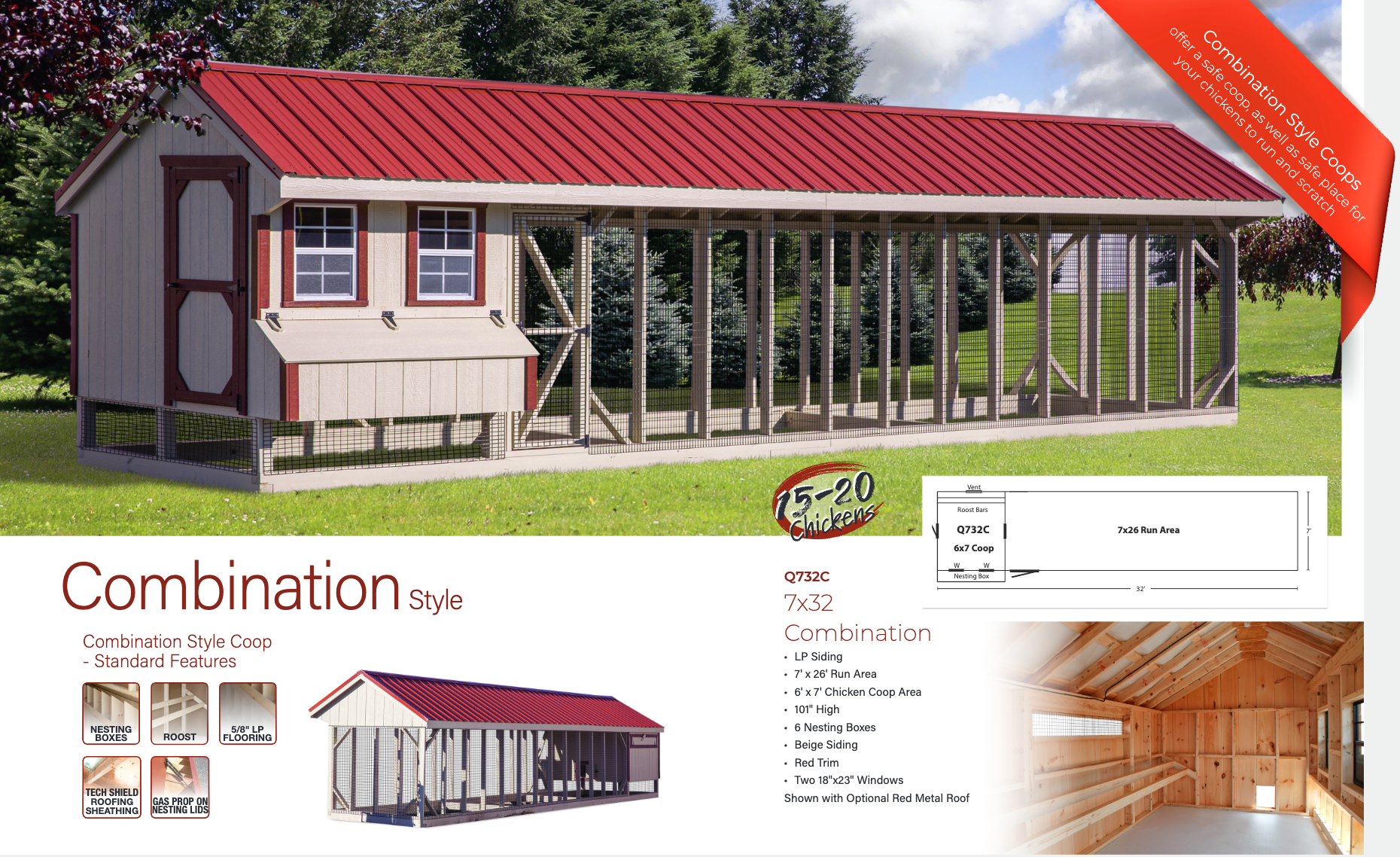 Hen House Chicken Coop Combination Quaker Q732C