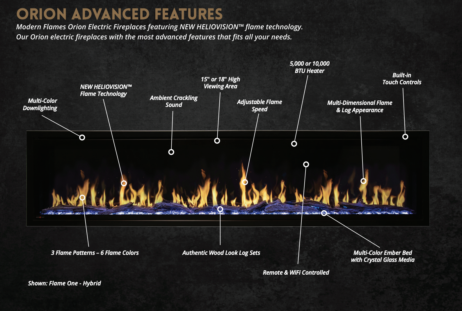 Modern Flames 52" ORION SLIM VIRTUAL ELECTRIC FIREPLACE OR52-SLIM