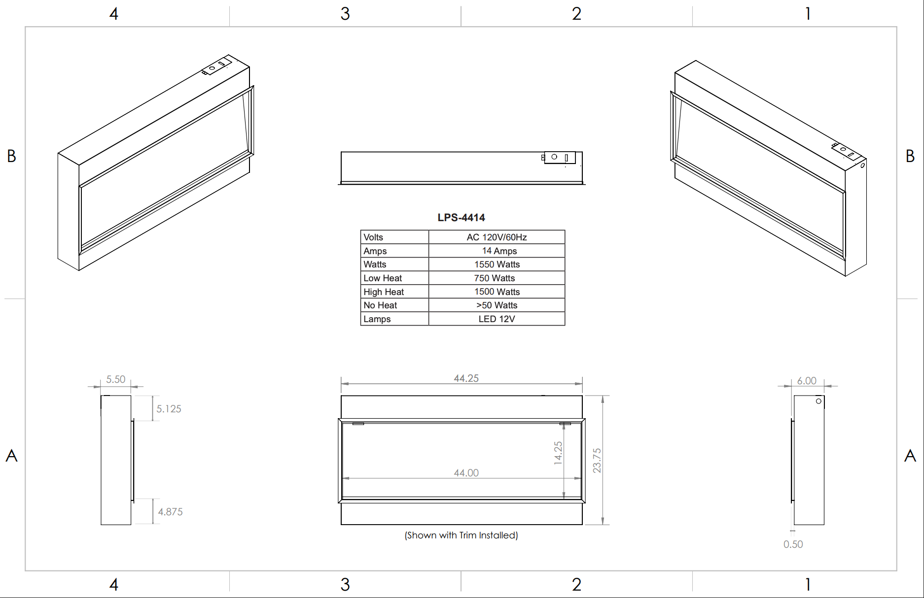 Modern Flames 44" LANDSCAPE PRO SLIM BUILT-IN FIREPLACE LPS-4414