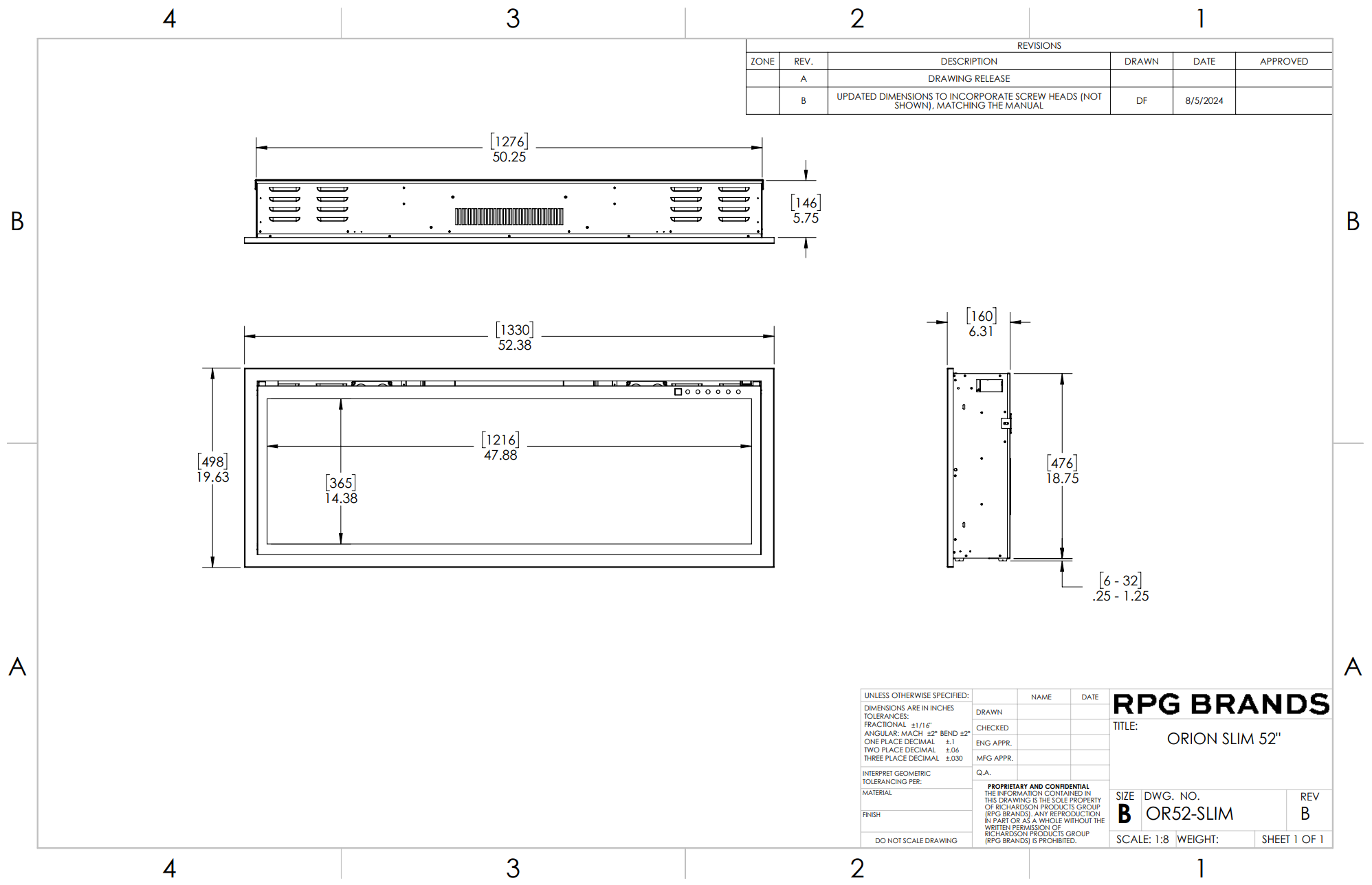 Modern Flames 52" ORION SLIM VIRTUAL ELECTRIC FIREPLACE OR52-SLIM