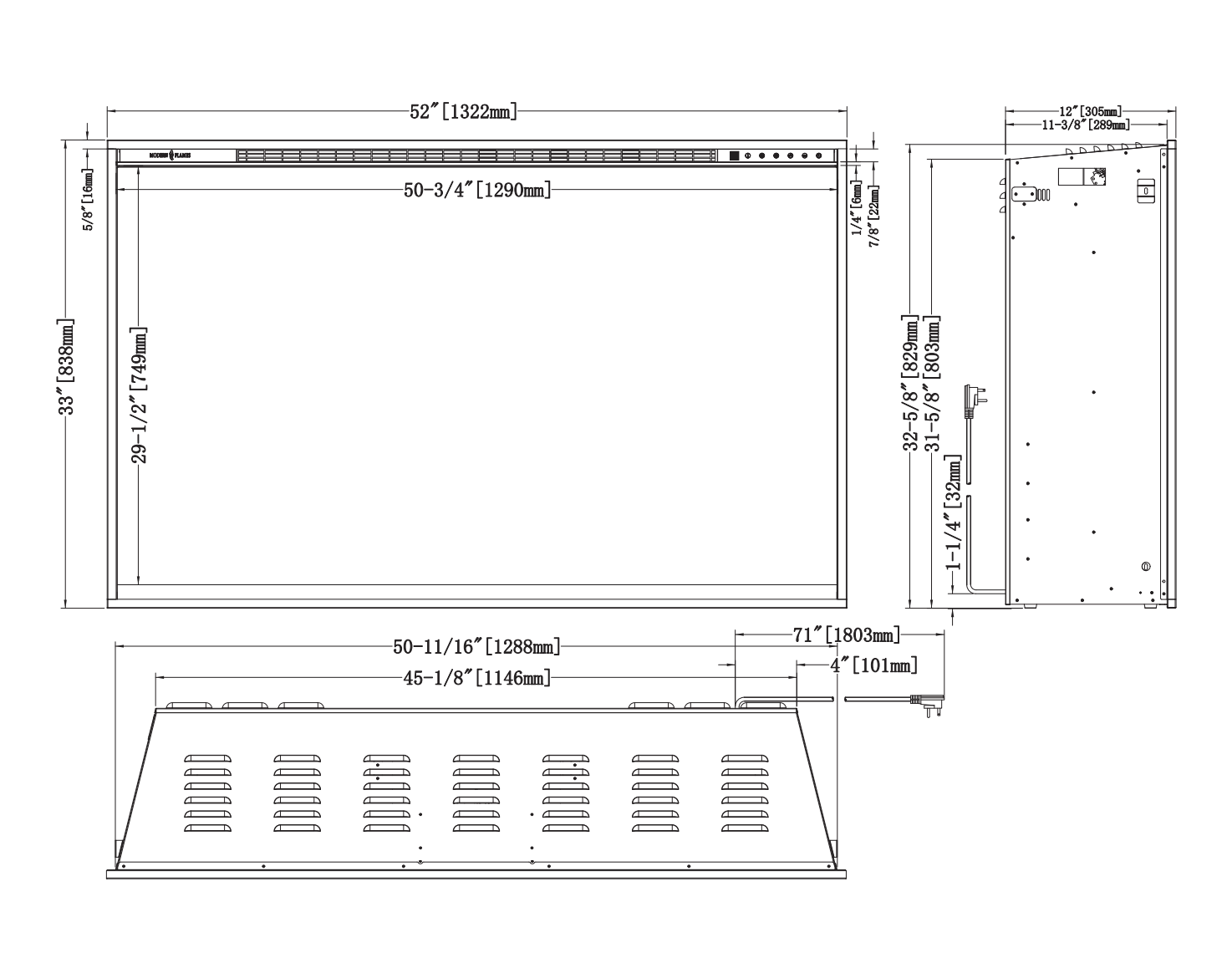 Modern Flames 54" REDSTONE TRADITIONAL ELECTRIC FIREPLACE RS-5435