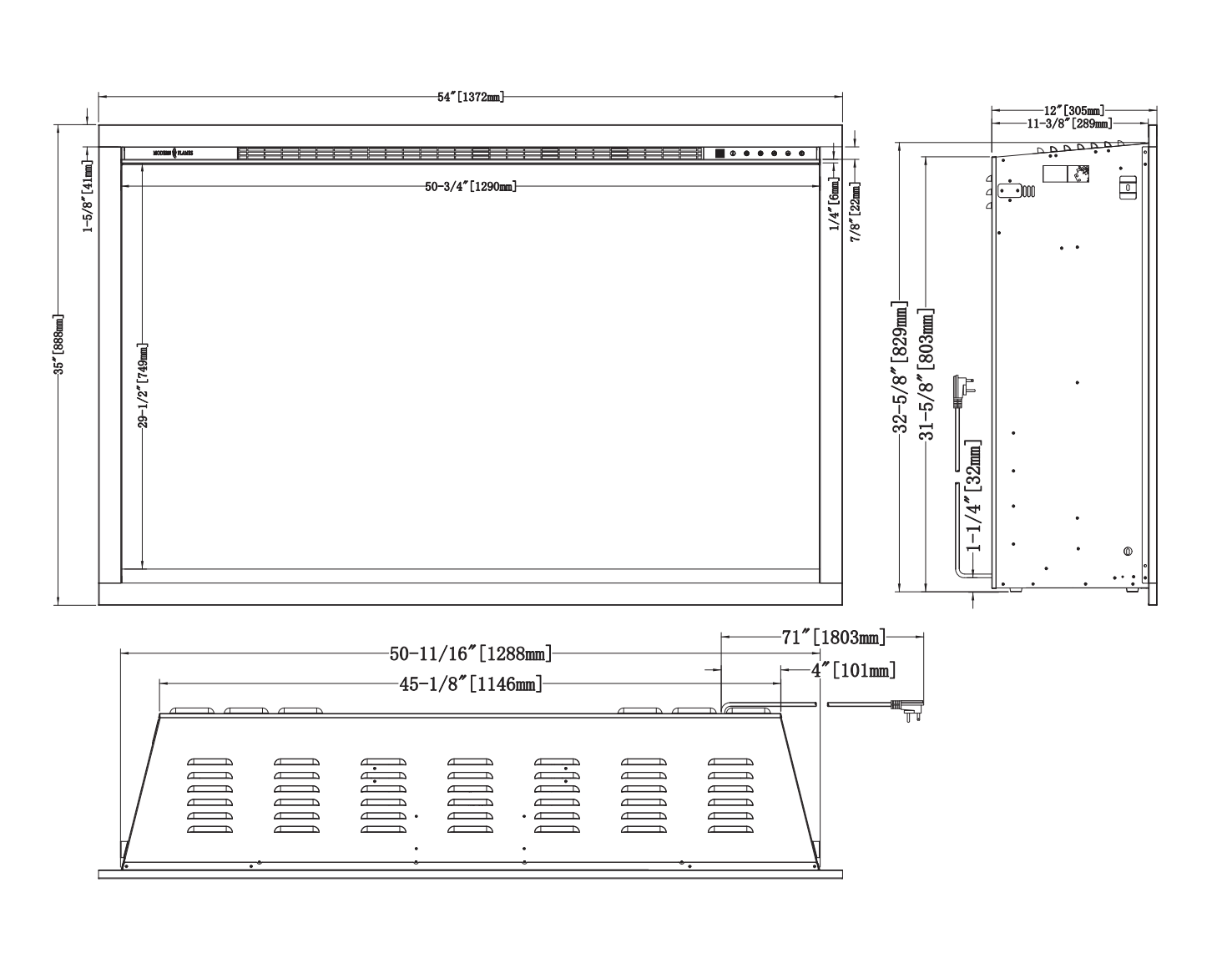 Modern Flames 54" REDSTONE TRADITIONAL ELECTRIC FIREPLACE RS-5435