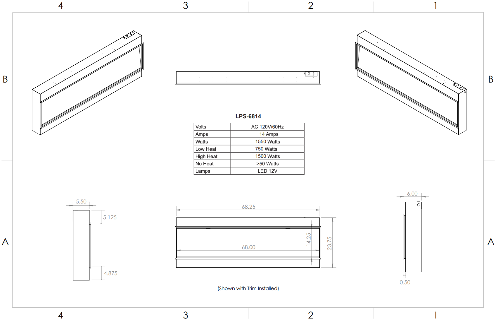 Modern Flames 68" LANDSCAPE PRO SLIM BUILT-IN FIREPLACE LPS-6814