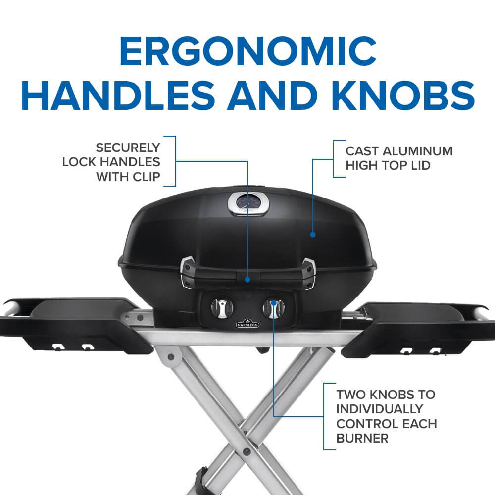 Napoleon TravelQ Pro with Scissor Cart Liquid Propane Portable Gas Grill PRO285X-BK