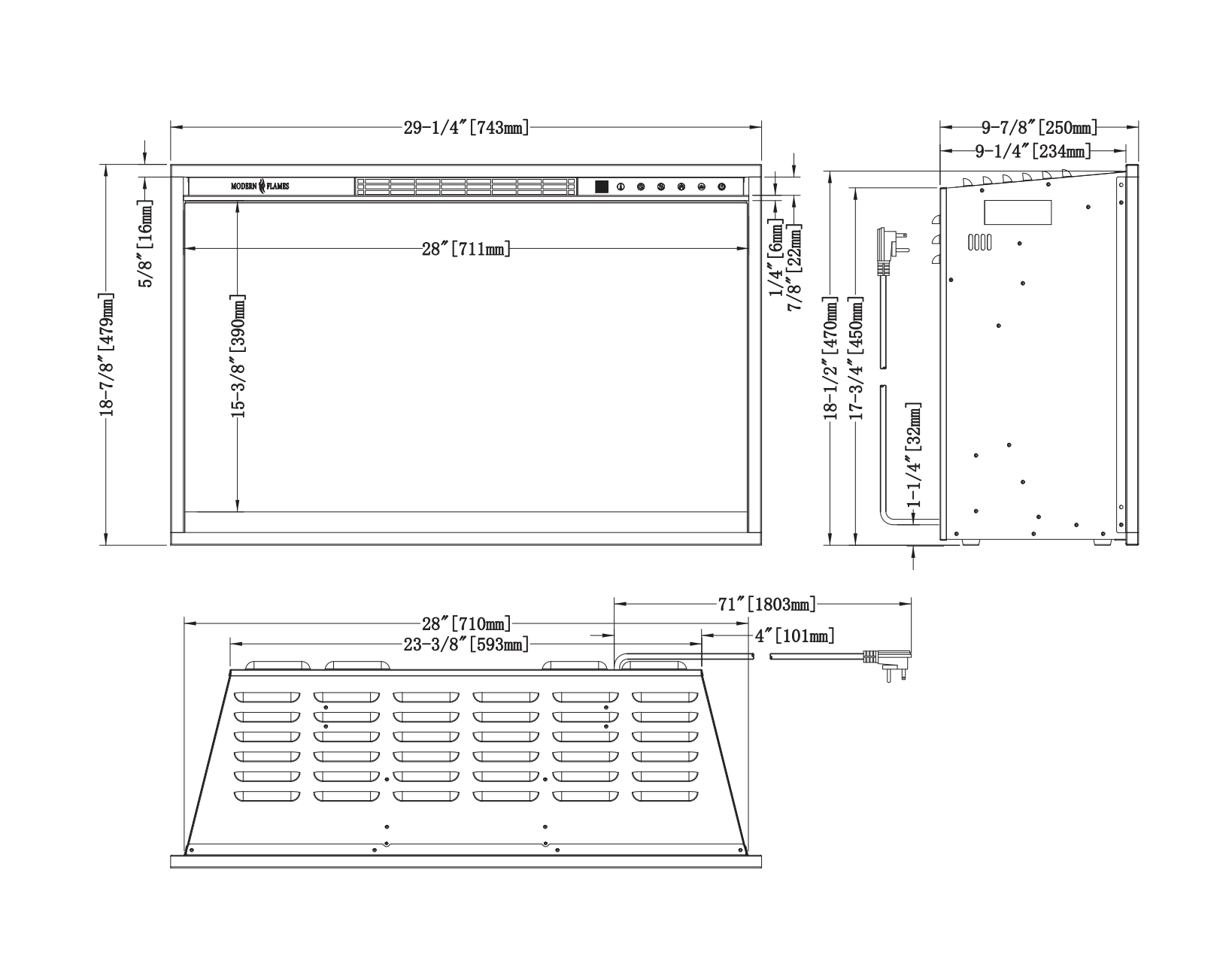 Modern Flames 30" REDSTONE TRADITIONAL ELECTRIC FIREPLACE RS-3021