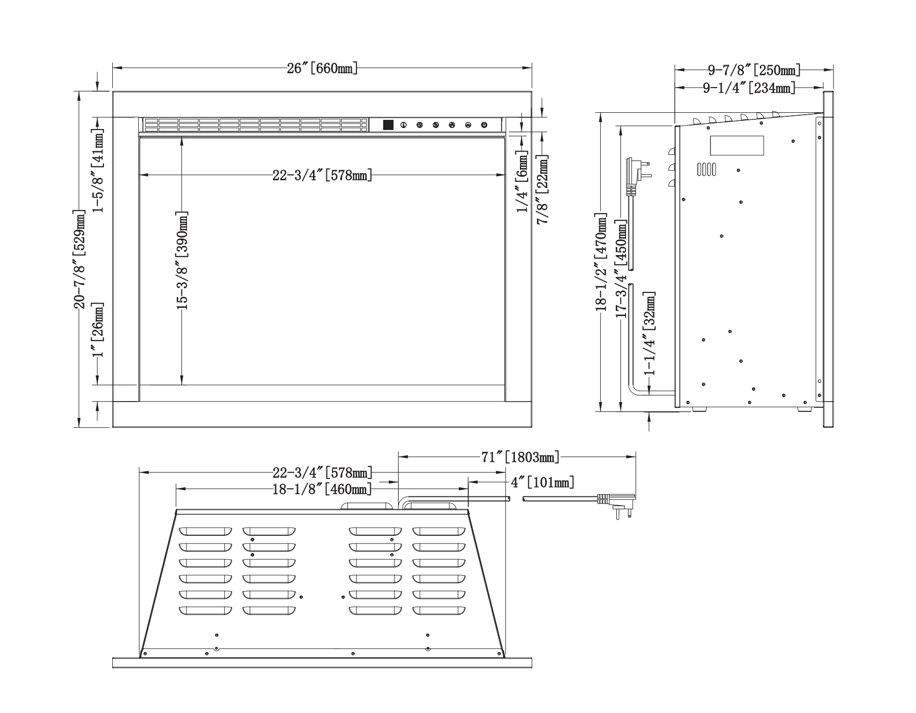 Modern Flames 26" REDSTONE TRADITIONAL ELECTRIC FIREPLACE RS-2621
