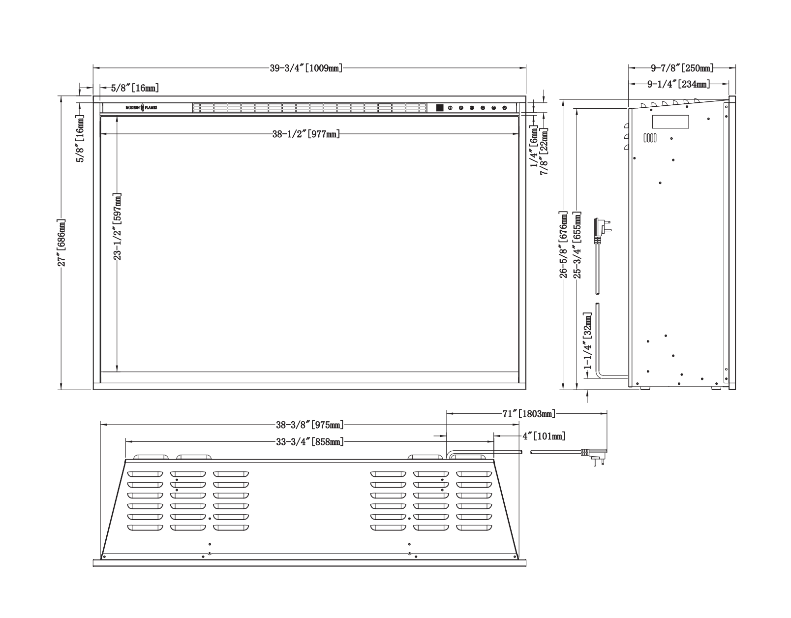 Modern Flames 42" REDSTONE TRADITIONAL ELECTRIC FIREPLACE RS-4229