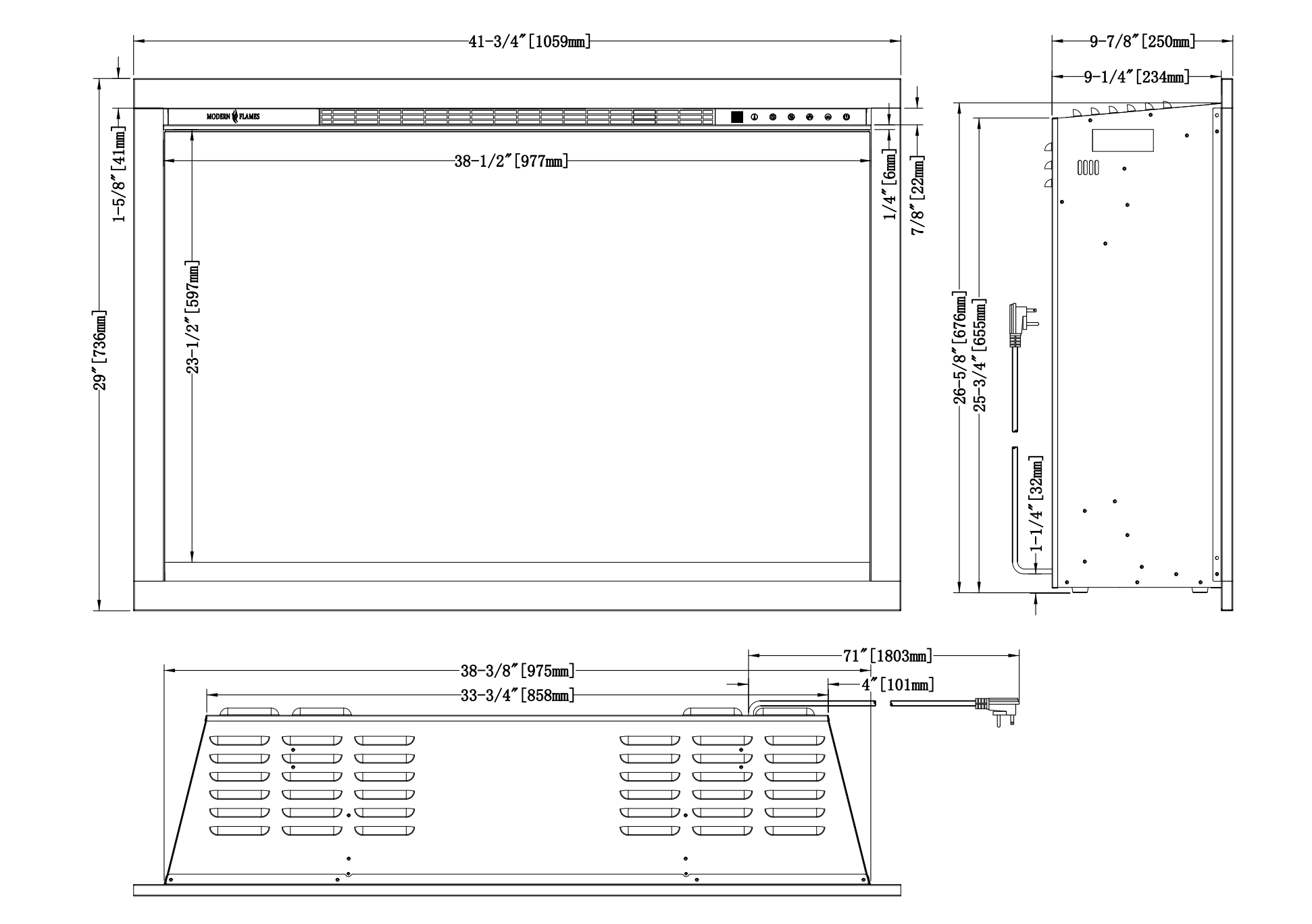 Modern Flames 42" REDSTONE TRADITIONAL ELECTRIC FIREPLACE RS-4229