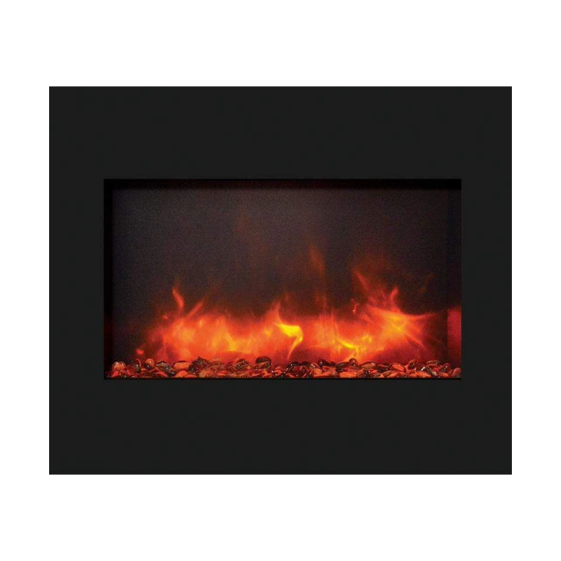 Amantii Zero Clearance 30" Electric Fireplace ZECL-30-3226-BG with 32" x 26" Black Glass Surround