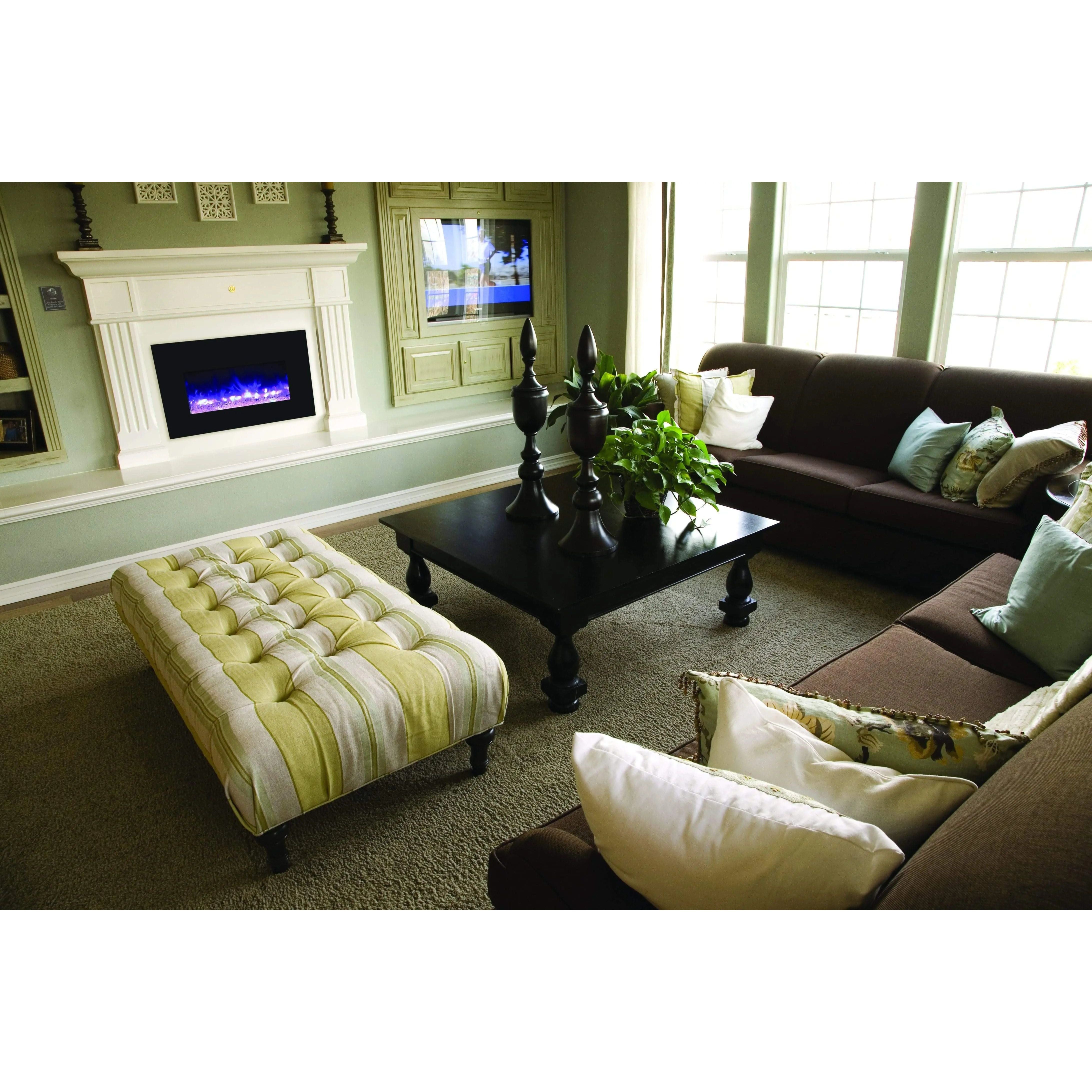 Amantii 30" Medium Insert Electric Fireplace INSERT-30-4026-BG with Black Glass Surround