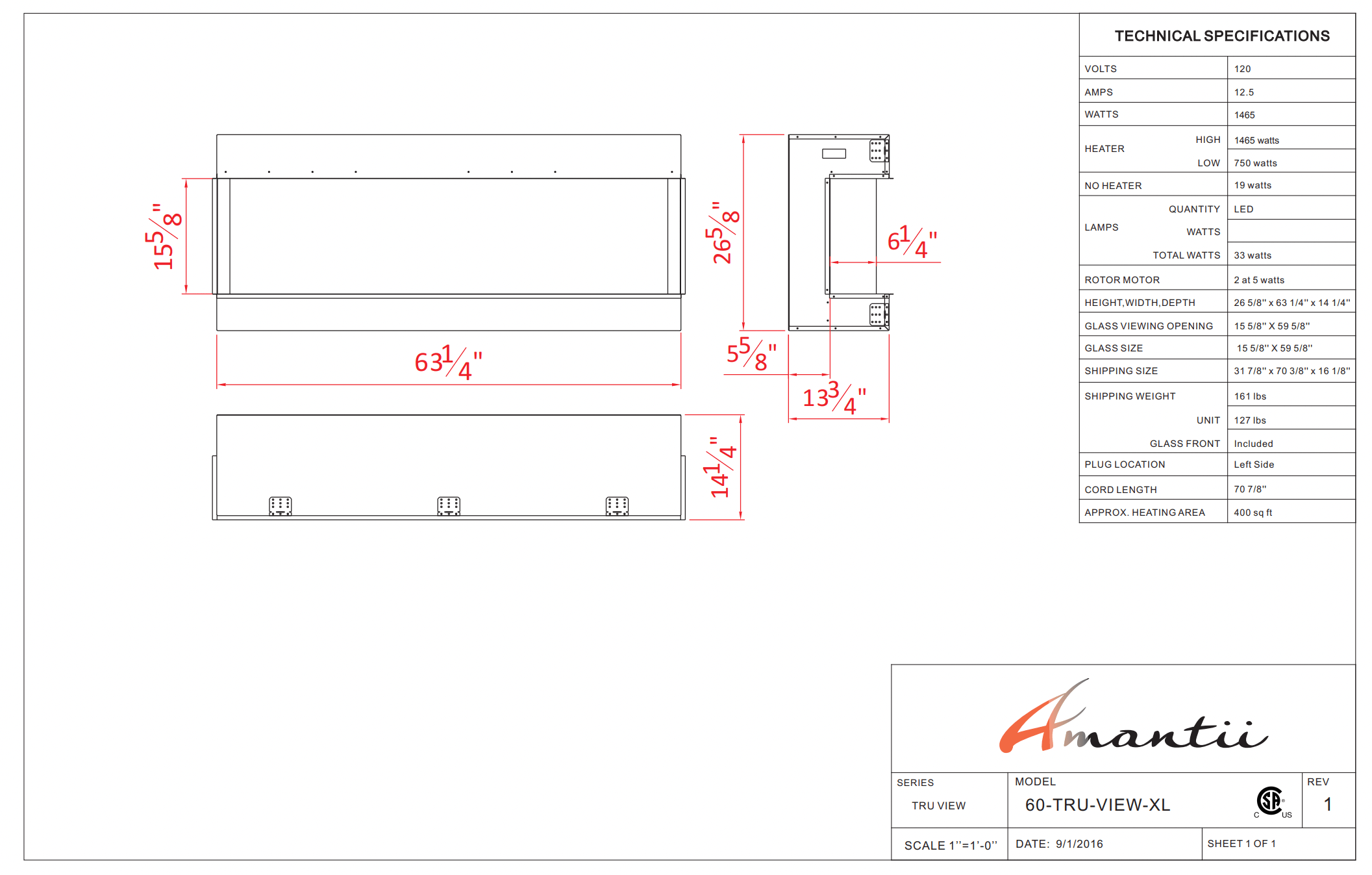 Amantii 42-inch Symmetry Lumina Electric Fireplace SYM-42-LUMINA