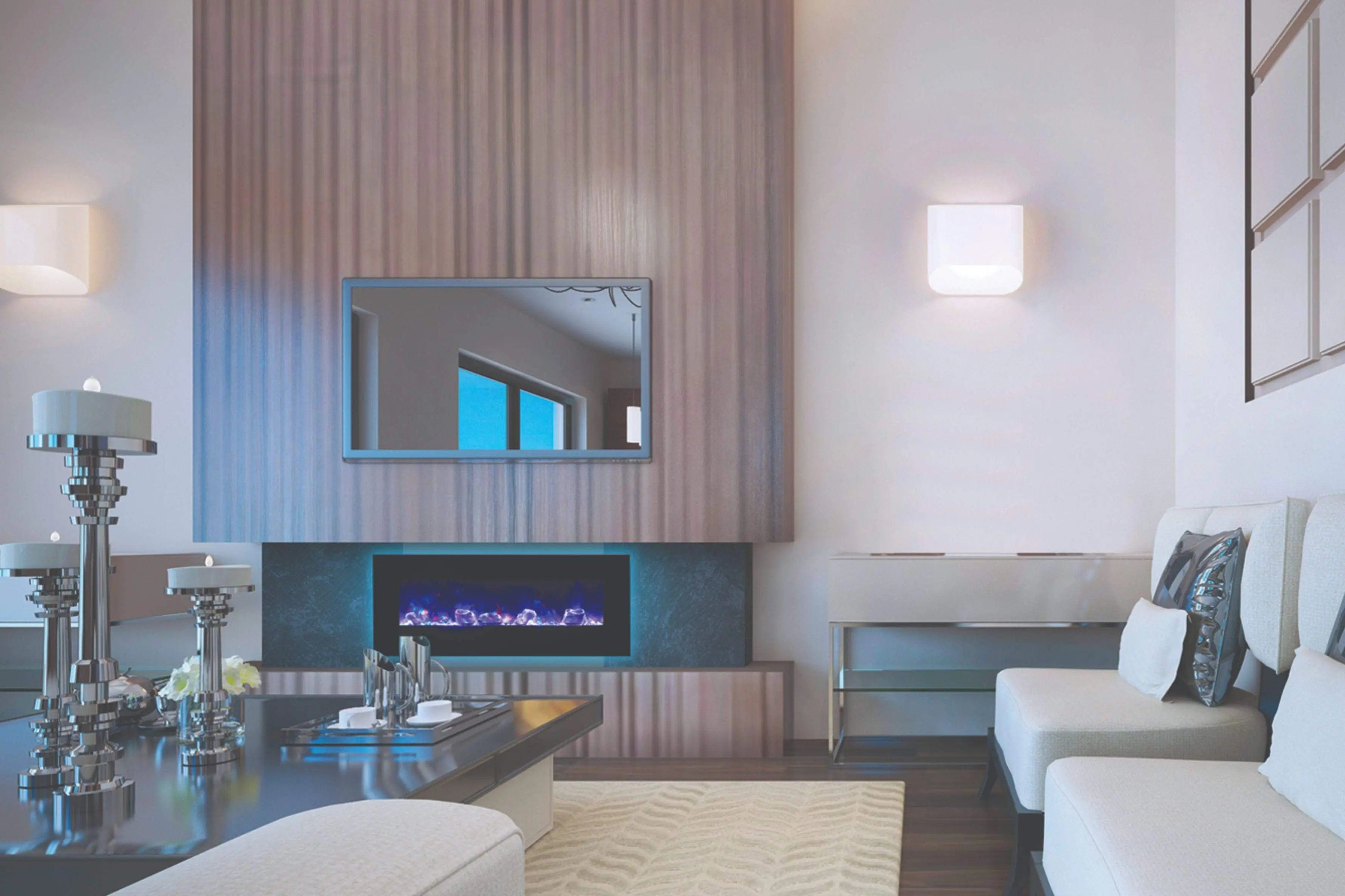 Amantii 50" Glass Front Flush/Wall Mount Electric Fireplace WM-FM-50-BG-NOLOG