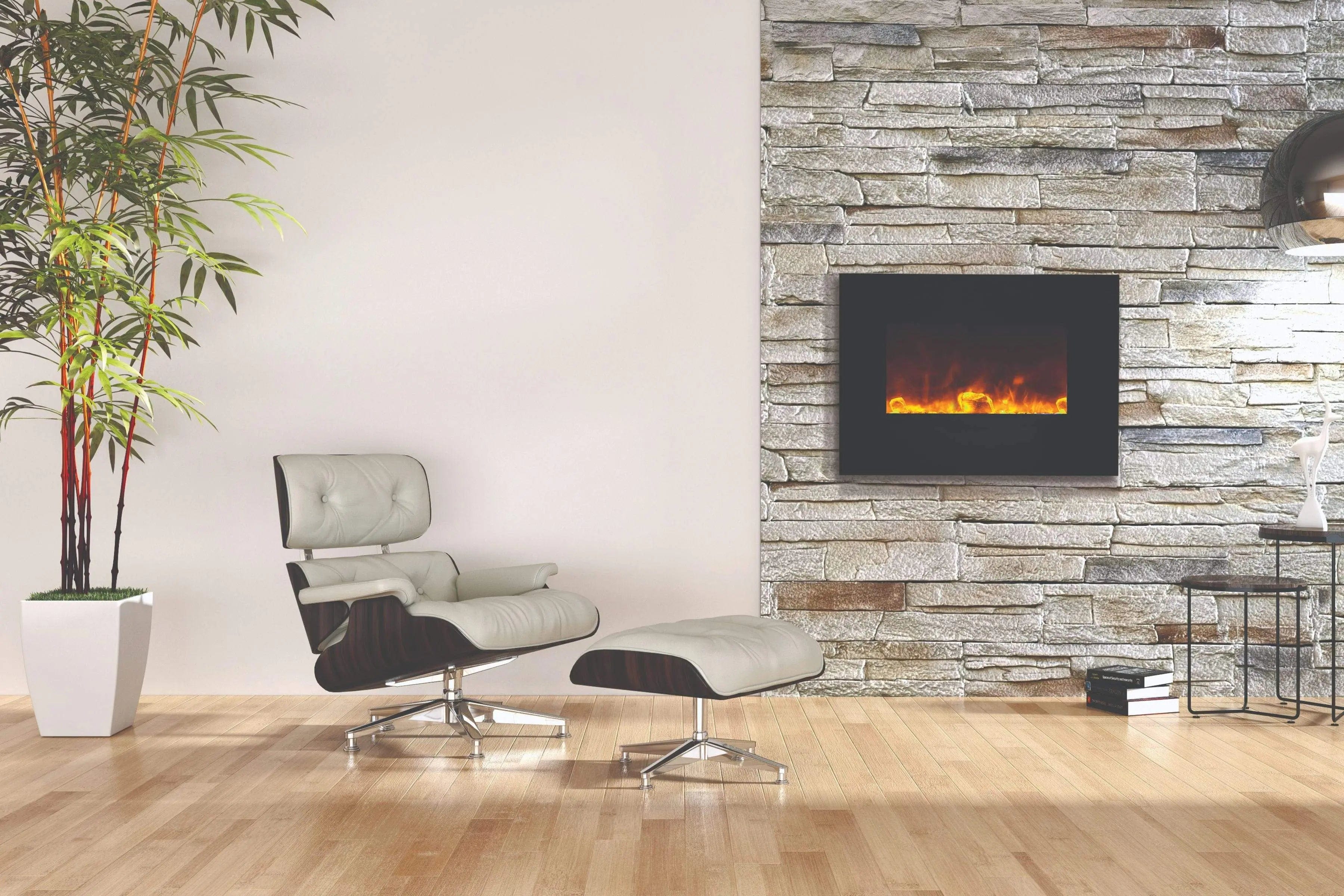 Amantii 50" Glass Front Flush/Wall Mount Electric Fireplace WM-FM-50-BG-NOLOG