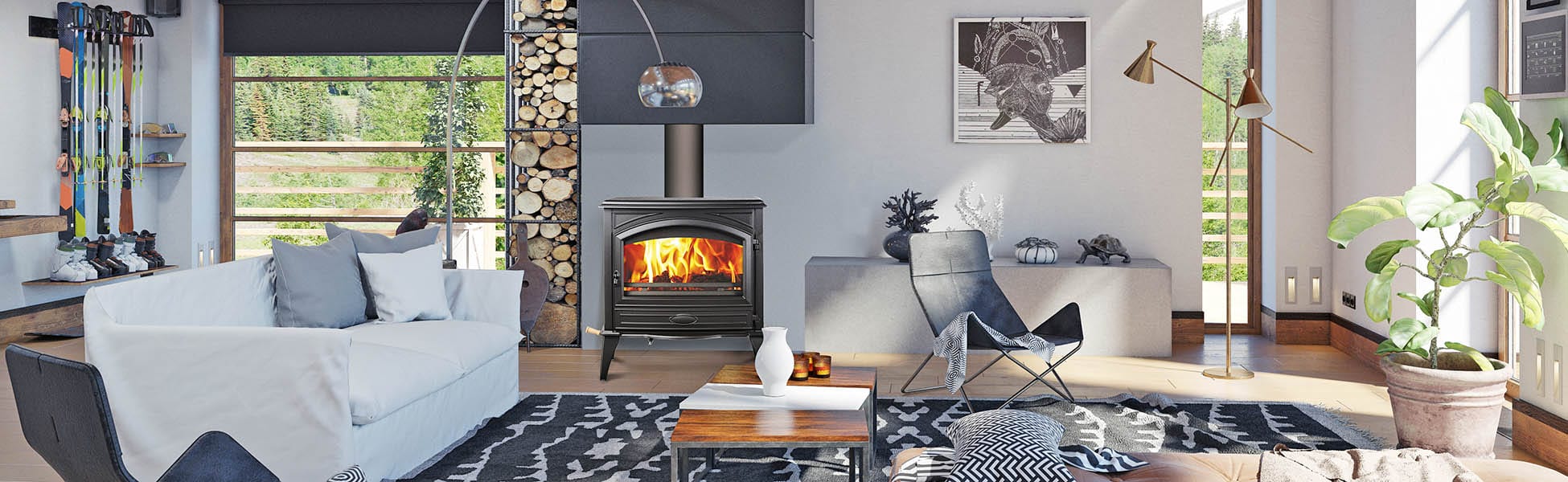 Amantii Lynwood W-76 Wood Burning Stove Fireplace with Cast Iron Door Lynwood-W76