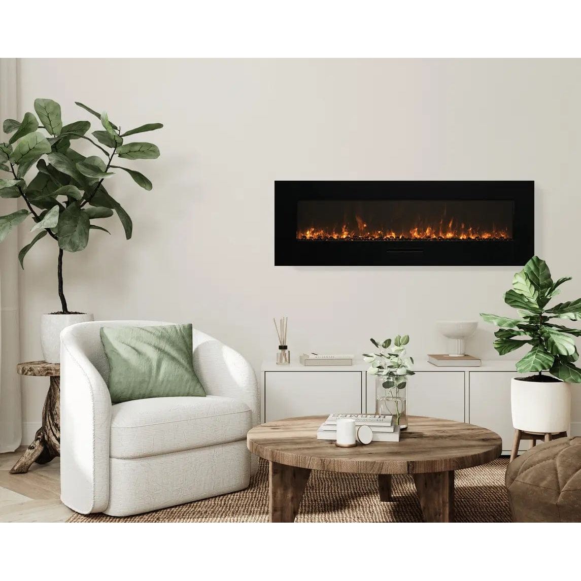 Amantii Wall Mount/Flush Mount 88" Electric Fireplace WM-FM-88-10023-BG