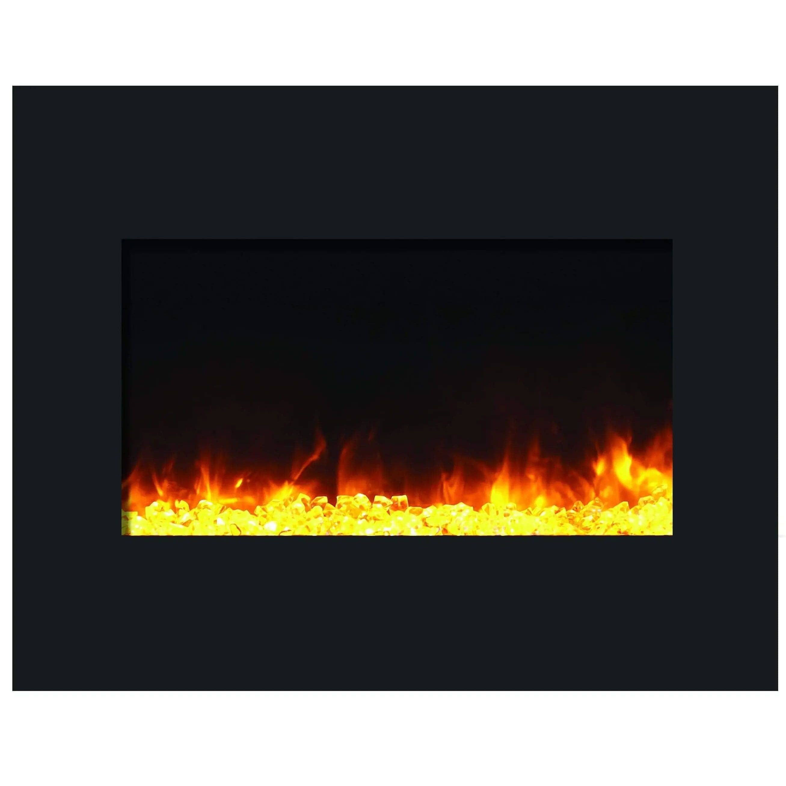 Amantii Zero Clearance 26" Electric Fireplace ZECL-26-2923-BG with 29" x 23" Black Glass Surround