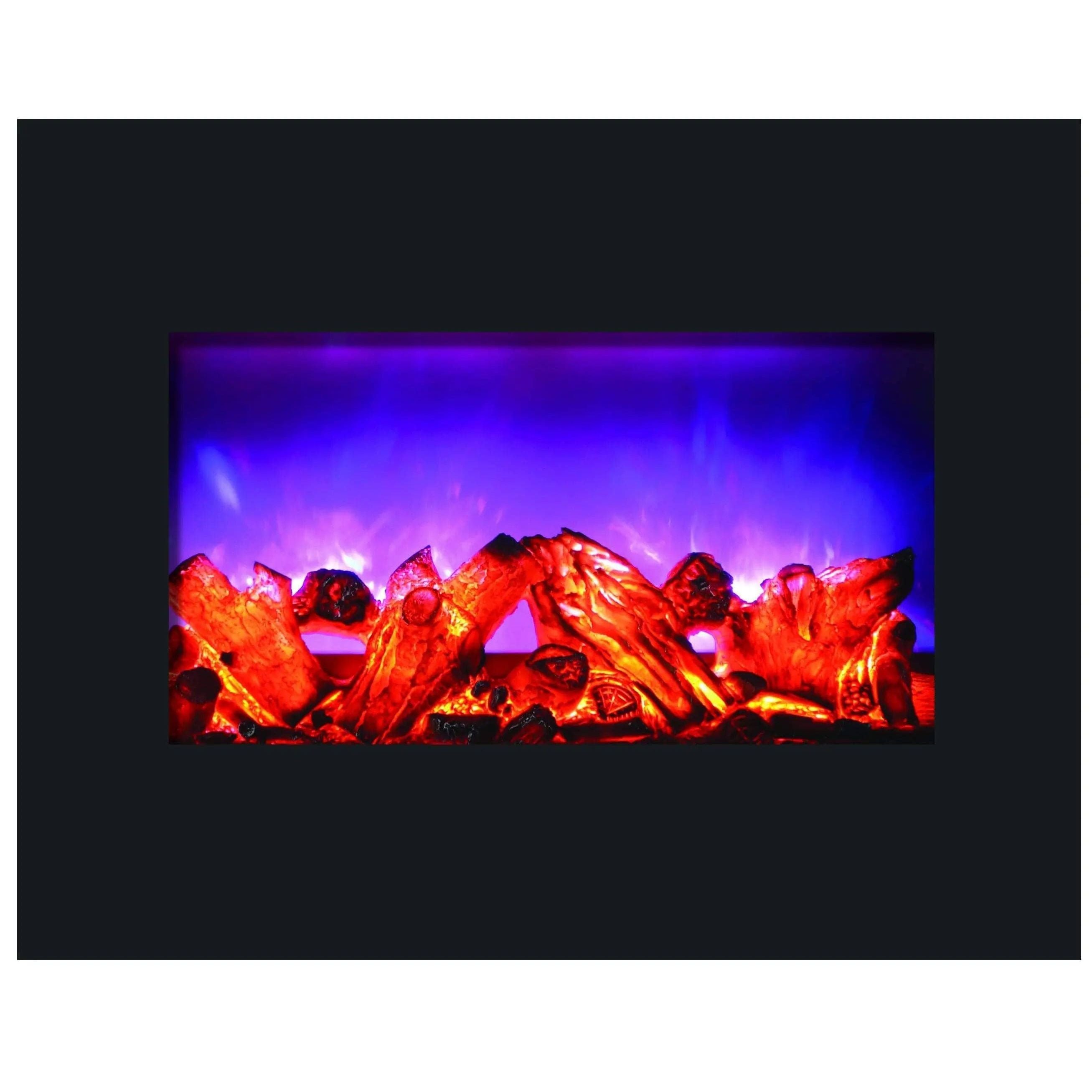 Amantii Zero Clearance 26" Electric Fireplace ZECL-26-2923-BG with 29" x 23" Black Glass Surround
