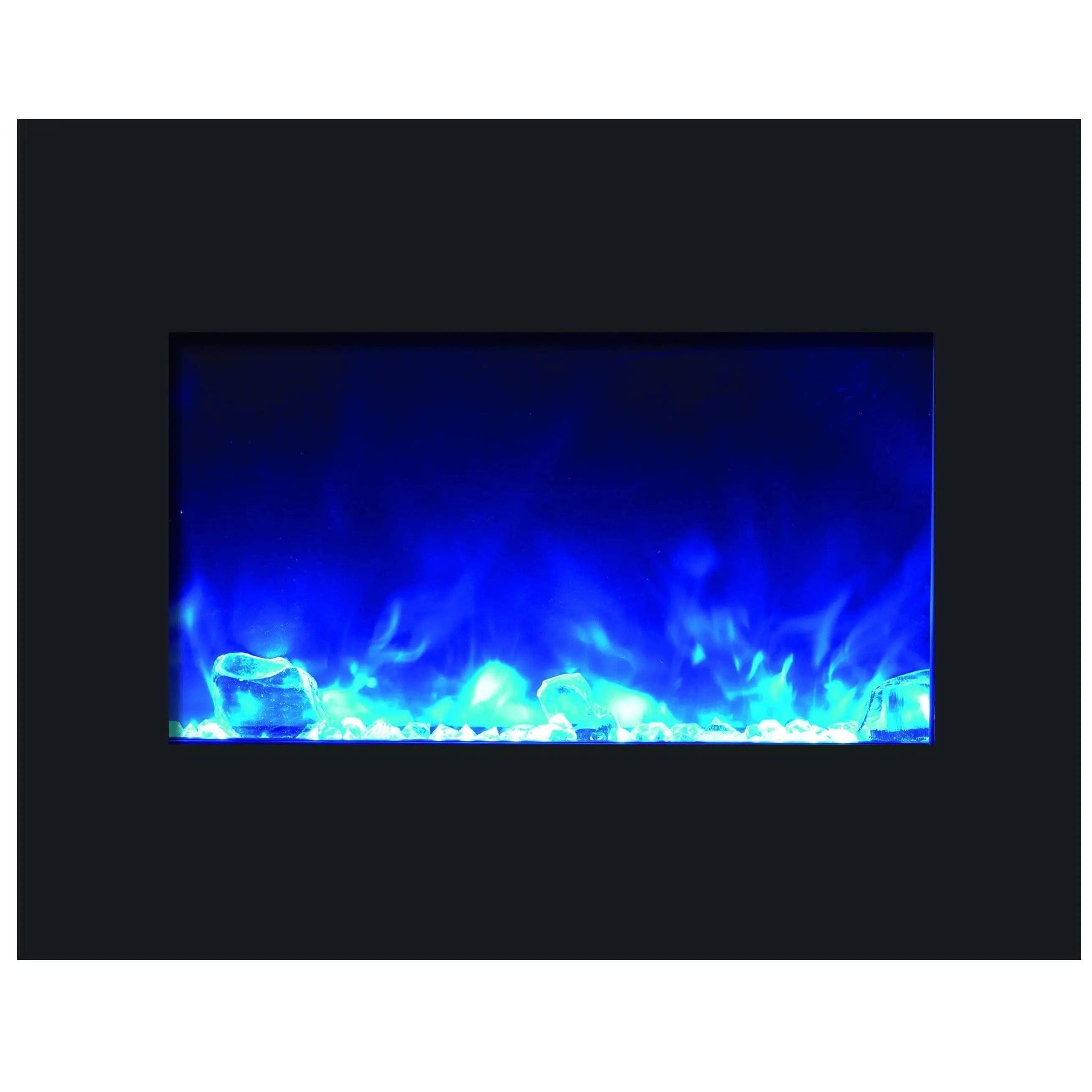 Amantii Zero Clearance 26" Electric Fireplace ZECL-26-2923-BG with 29" x 23" Black Glass Surround