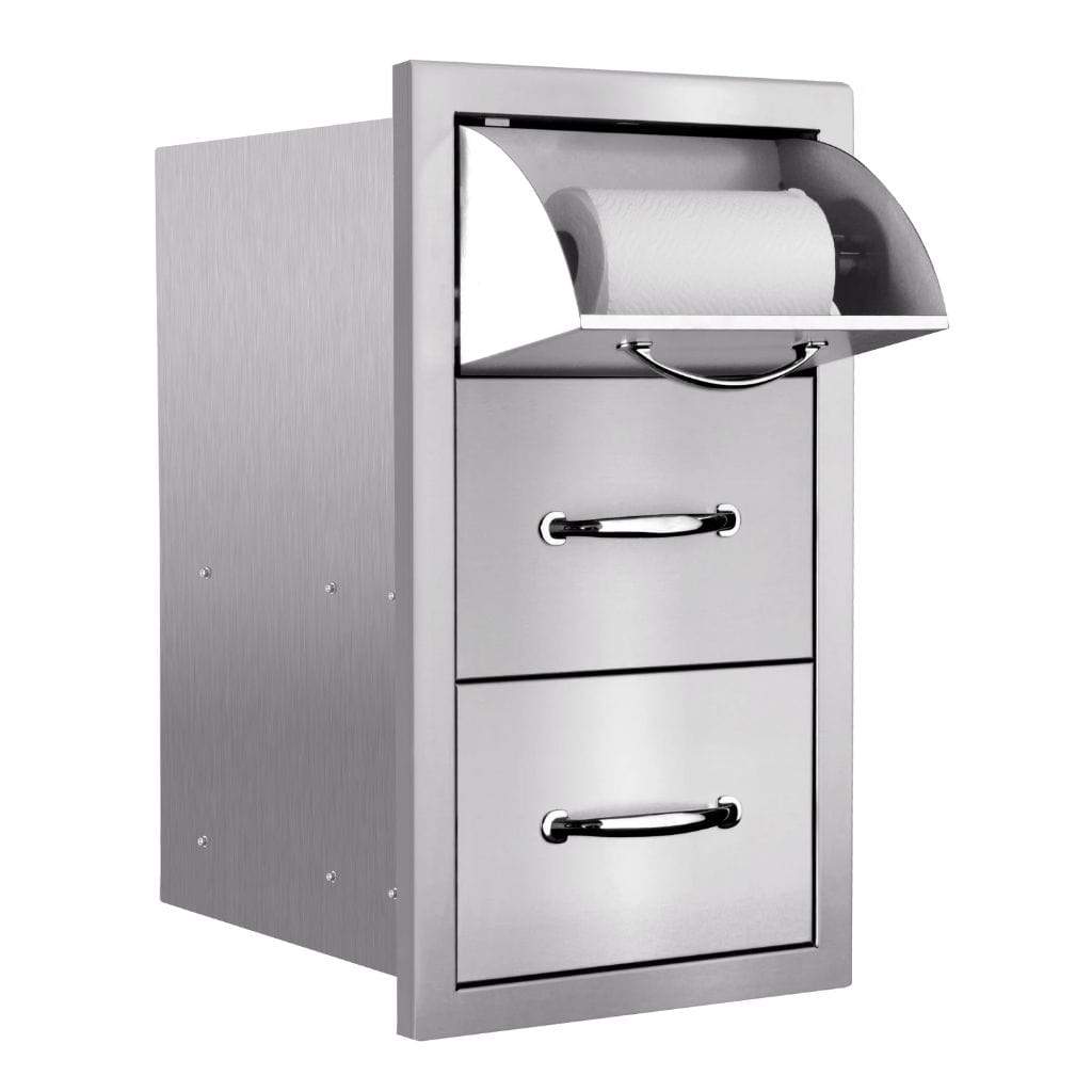 Summerset 17" Vertical 2-Drawer & Paper Towel Holder Combo Masonry SSTDC-17M