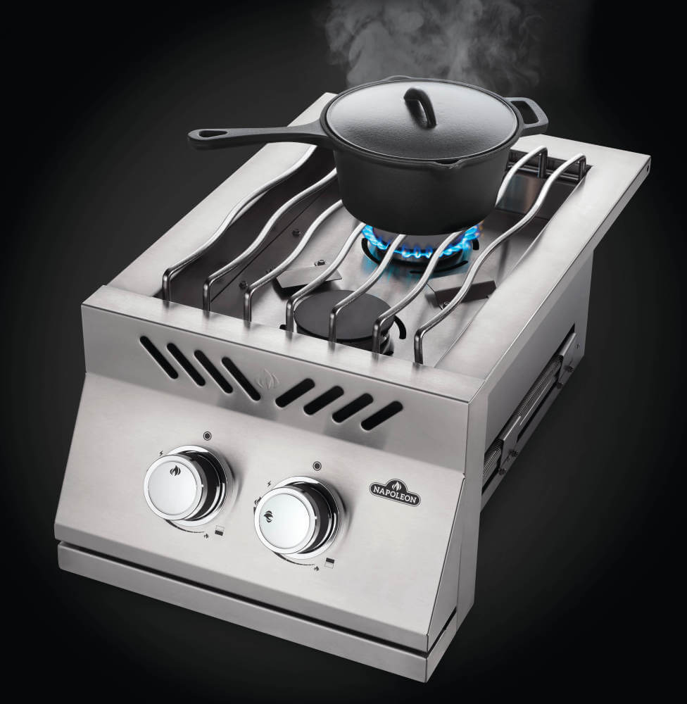 Napoleon Built-In 500 Series Stainless Steel Inline Dual Range Top Burner with Stainless Steel Cover BI12RT