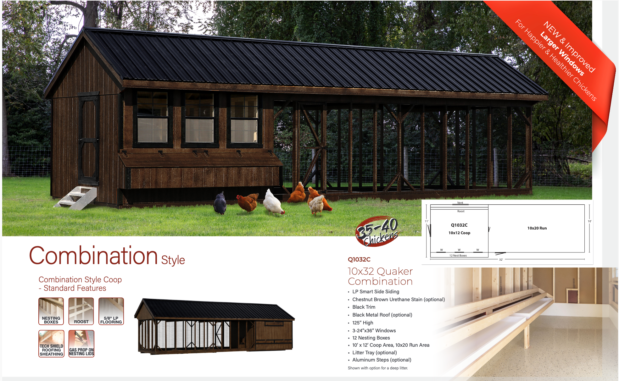 Hen House Chicken Coop Combination Quaker Q1032C