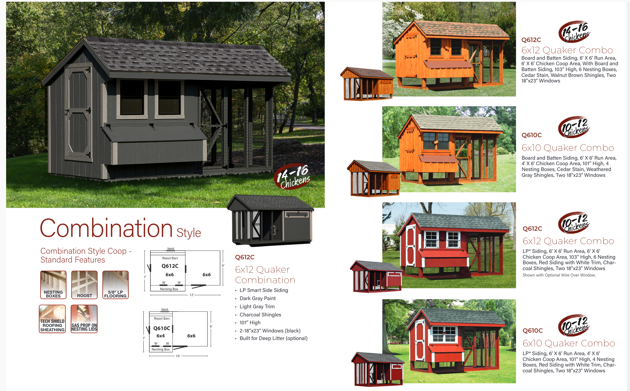 Hen House Chicken Coop Combination Quaker Q612C