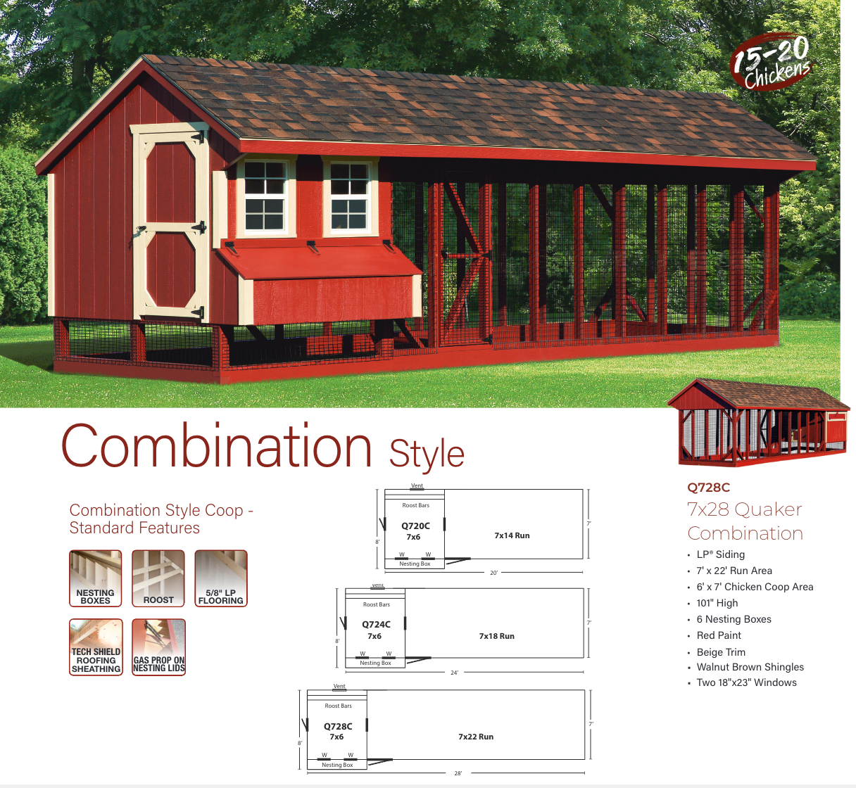 Hen House Chicken Coop Combination Quaker Q728C