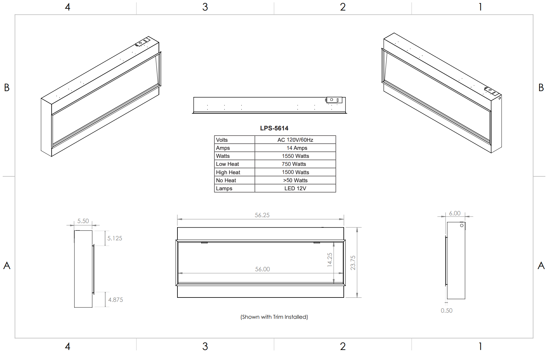 Modern Flames 56" LANDSCAPE PRO SLIM BUILT-IN FIREPLACE LPS-5614