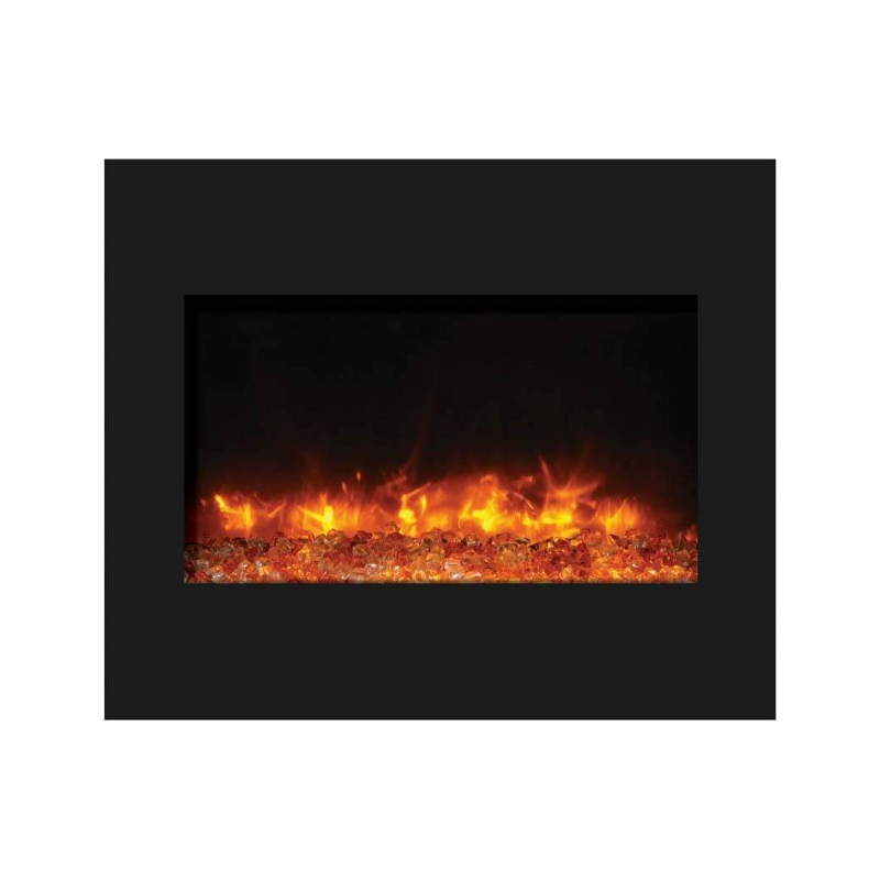 Amantii Zero Clearance 30" Electric Fireplace ZECL-30-3226-BG with 32" x 26" Black Glass Surround