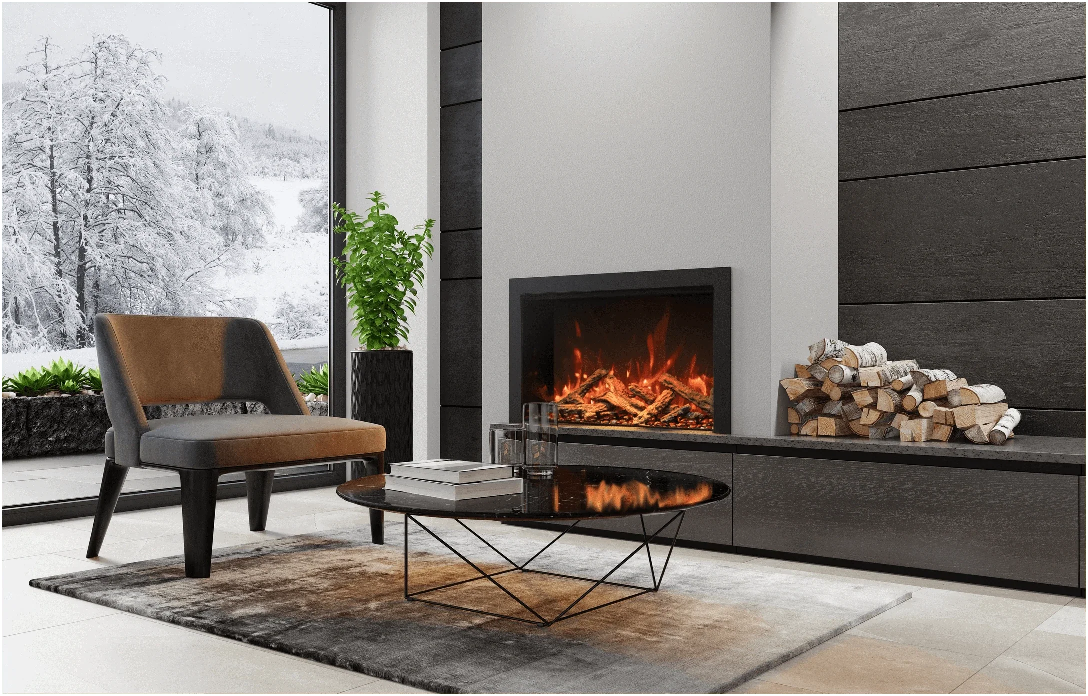 Amantii 38" Lumina Traditional Series Electric Fireplace TRD-38-LUMINA