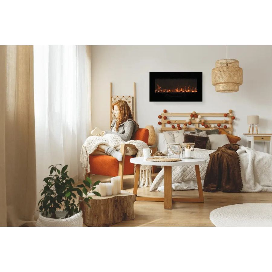 Amantii Wall Mount/Flush Mount 50" Electric Fireplace WM-FM-50-BG