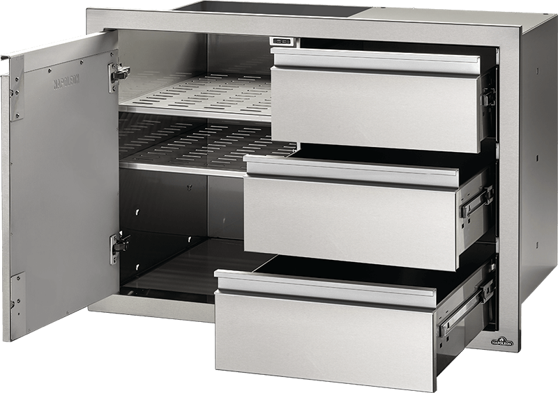 Napoleon Built-In Components 36" X 24" Stainless Steel Single Door & Triple Drawer BI-3624-1D3DR